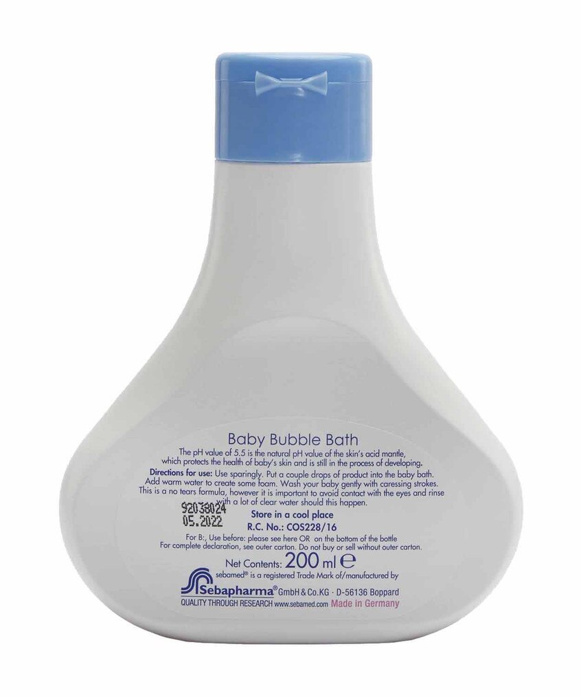 sebamed baby bubble bath 200ml back