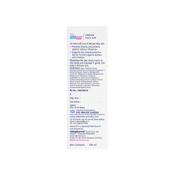 Sebamed Baby Cream Extra Soft|pH 5.5|Ideal for Dry Skin|200 ml