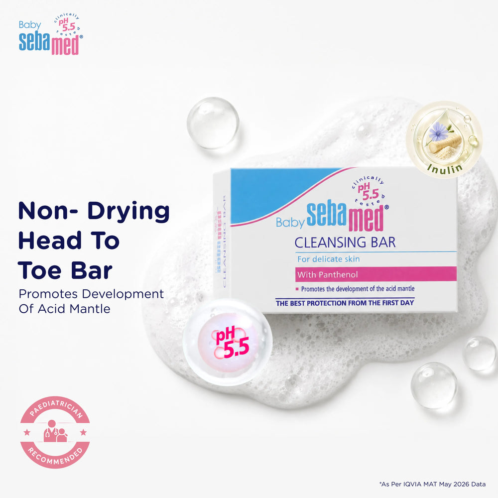 Sebamed Baby Cleansing Bar|pH 5.5 |Newborn bathing|Soap Free|Tear Free|150 gm