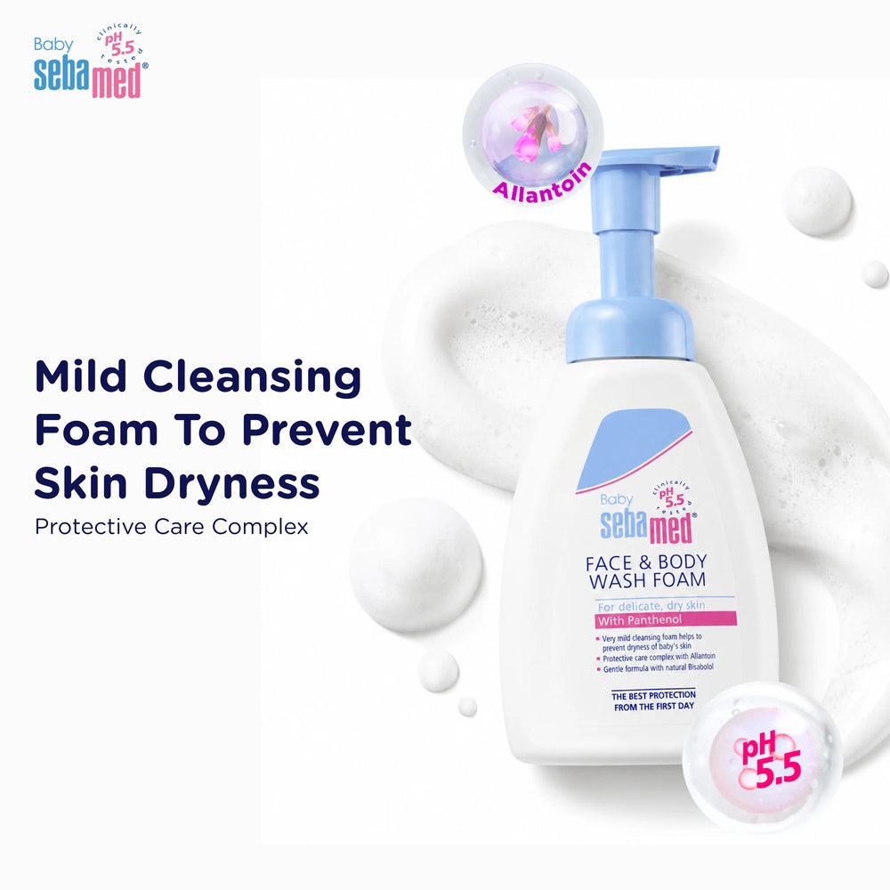 Sebamed Baby Face & Body Wash Foam|pH 5.5|Ideal for face & body cleansing|400 ml