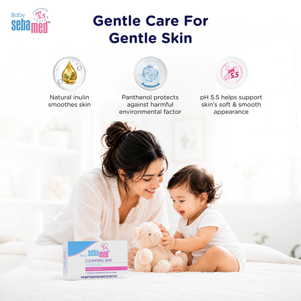 Sebamed Baby Cleansing Bar|pH 5.5 |Newborn bathing|Soap Free|Tear Free|100 gm