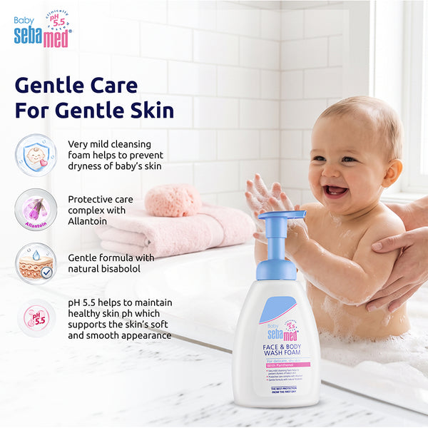Sebamed Baby Face & Body Wash Foam|pH 5.5|Ideal for face & body cleansing|400 ml