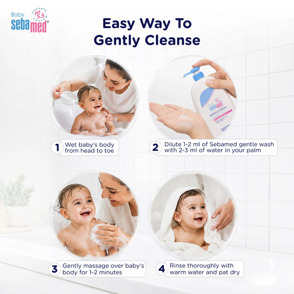 Sebamed Baby Gentle Wash|pH 5.5|Baby Body Wash|Soap Free|Tear Free|1000 ml