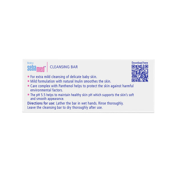 Sebamed Baby Cleansing Bar|pH 5.5 |Newborn bathing|Soap Free|Tear Free|100 gm