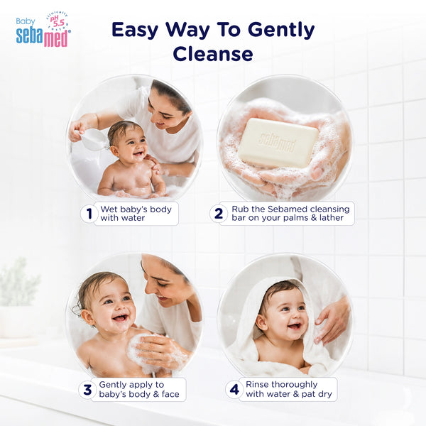 Sebamed Baby Cleansing Bar|pH 5.5 |Newborn bathing|Soap Free|Tear Free|150 gm