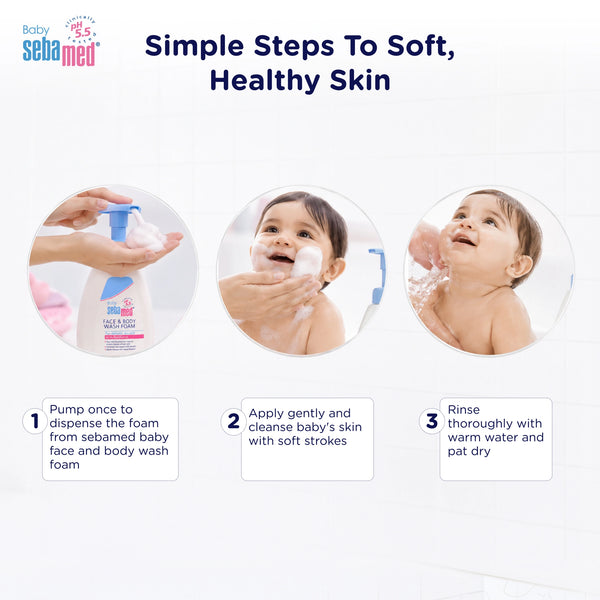 Sebamed Baby Face & Body Wash Foam|pH 5.5|Ideal for face & body cleansing|400 ml