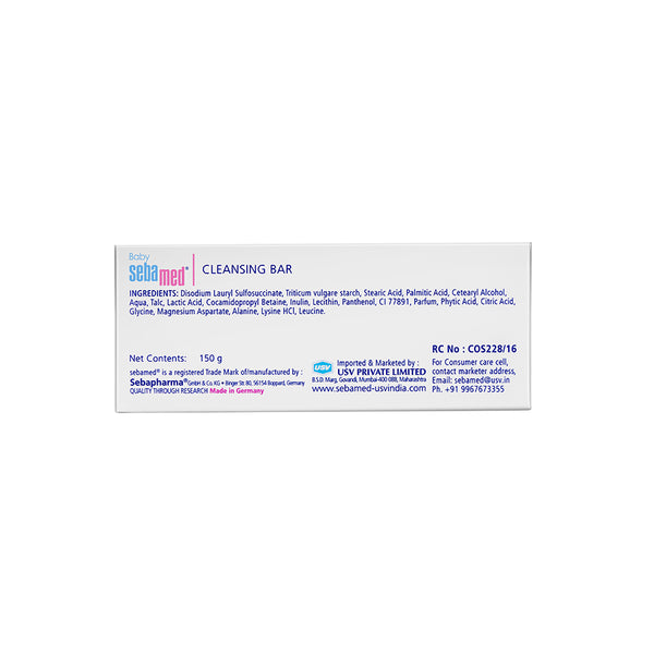 Sebamed Baby Cleansing Bar|pH 5.5 |Newborn bathing|Soap Free|Tear Free|150 gm