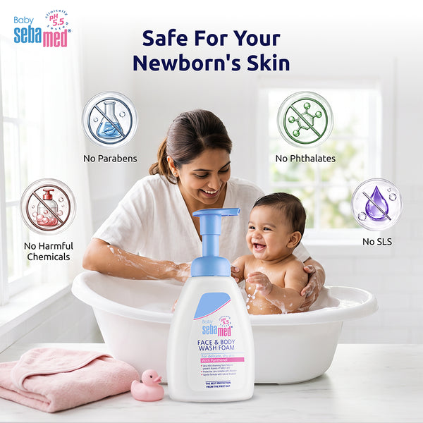 Sebamed Baby Face & Body Wash Foam|pH 5.5|Ideal for face & body cleansing|400 ml