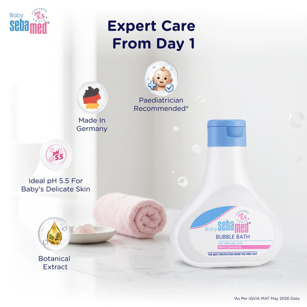 Sebamed Baby Bubble Bath|pH 5.5|With Chamomile|Soap Free|No Tears|200 ml