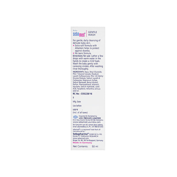 Sebamed Baby Gentle Wash|pH 5.5|Baby Body Wash|Soap Free|Tear Free|50 ml