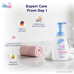 Sebamed Baby Face & Body Wash Foam|pH 5.5|Ideal for face & body cleansing|400 ml