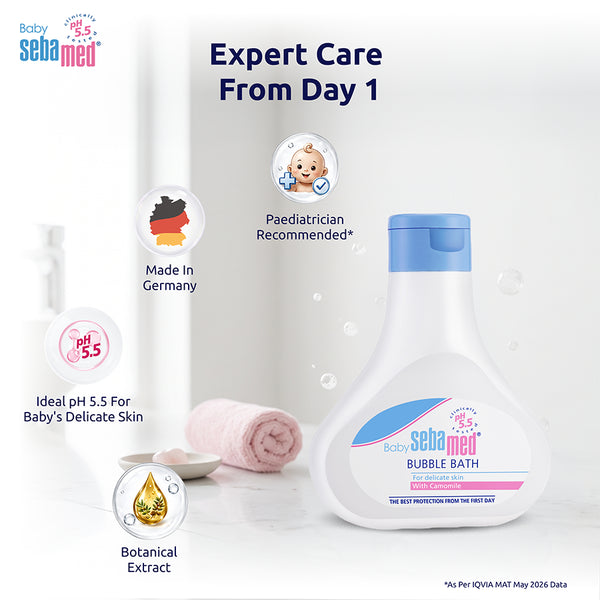 Sebamed Baby Bubble Bath|pH 5.5|With Chamomile|Soap Free|No Tears|200 ml